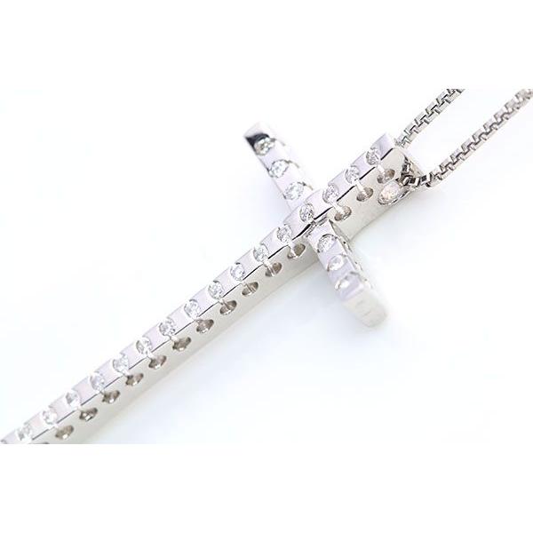 ダイヤモンド 0.12カラット PT900/PT850 縦長クロス ネックレス ダイヤ