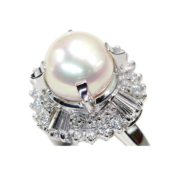 南洋真珠/パール リング/指輪 10.2ミリ位 プラチナ900 PT900 豪華ダイヤ取り巻き ピンクの光沢溢れる  /白・透明(ホワイト)/中古/届5/1点もの
