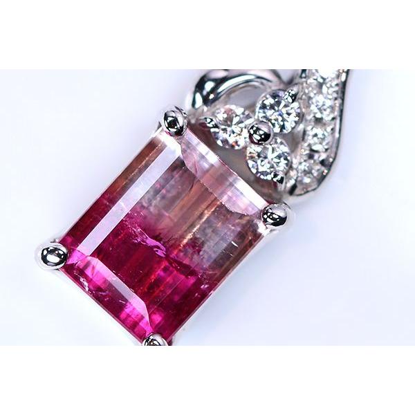 ピンク、レッド、ルベライトと、マルチカラートルマリンのネックレス バイカラー トルマリン 3.48カラット K18WG ネックレス ピンク