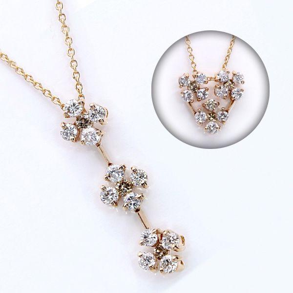 【在庫限り・K18WGラスト1本】ダイヤモンド0.6ct ネックレス 縦ラインとハートが描ける ２wayタイプ /白・透明(ホワイト)/受注生産品・新品/届30/10029930の画像