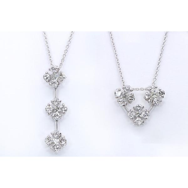 【在庫限り・K18WGラスト1本】ダイヤモンド0.6ct ネックレス 縦ラインとハートが描ける ２wayタイプ /白・透明(ホワイト)/受注生産品・新品/届30/10029930の画像