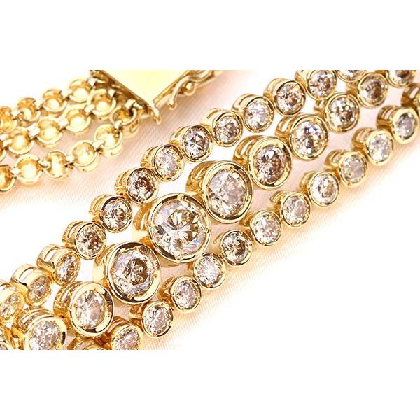 ダイヤモンド 10.カラット(10ct） 3連テニスブレスレット K18 30グラム