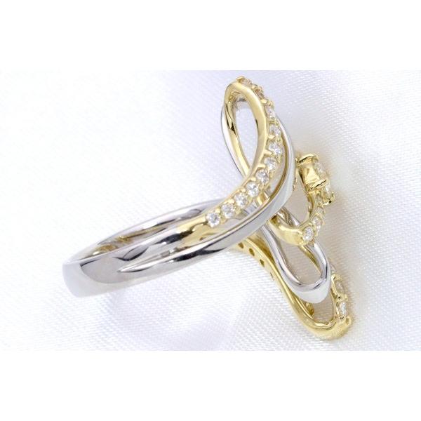 ☆素敵！きらきら輝き天然ダイヤモンド0.70ct pt900指輪 リング 美品！ ダイヤモンド 0.7カラット リング/指輪 PT900/K18 優美な螺旋に輝く