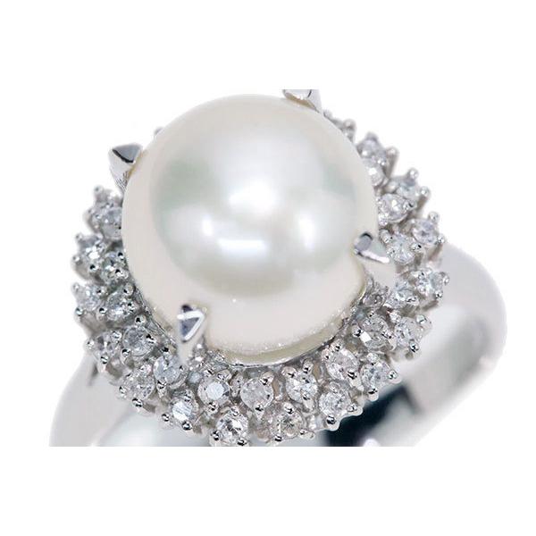 PT900南洋真珠。大粒。パールリング。刻印。プラチナ。新品仕上げ。白