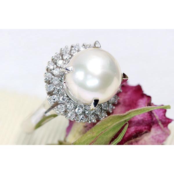 白蝶真珠/パール リング/指輪 9.6ミリ位 プラチナ900 PT900