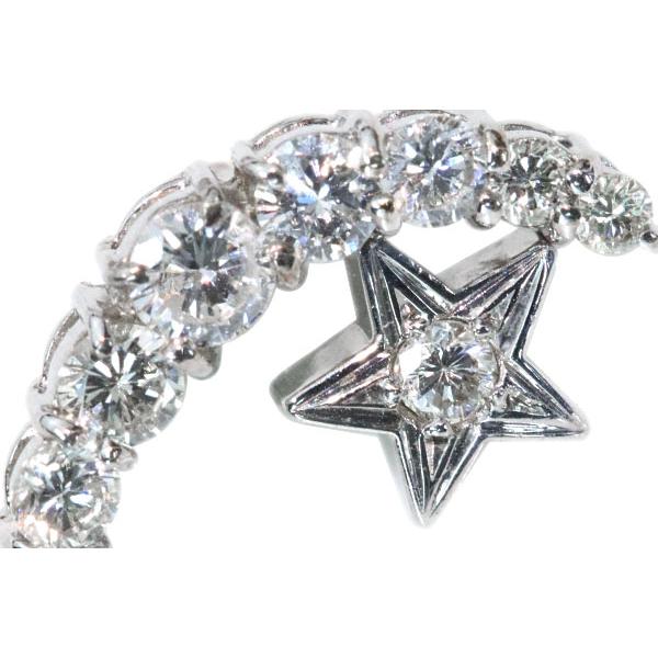 ダイヤモンド ピンタック 0.50ct K18WG スター・星 ムーン・月 メンズ 