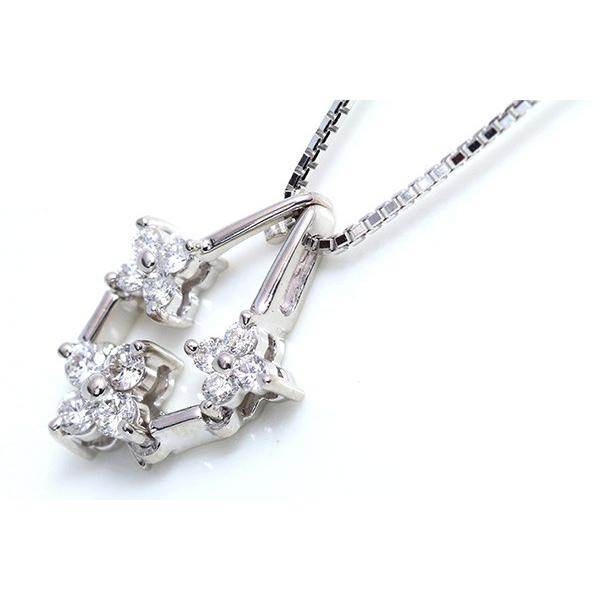 2WAYタイプ ダイヤモンド 0.3カラット ネックレス K18WG フラワーのトリロジー /白・透明(ホワイト)/セレクションジュエリー・新品/届10/ ギフト プレゼントの画像