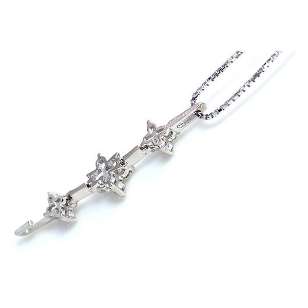 2WAYタイプ ダイヤモンド 0.3カラット ネックレス K18WG フラワーのトリロジー /白・透明(ホワイト)/セレクションジュエリー・新品/届10/ ギフト プレゼントの画像