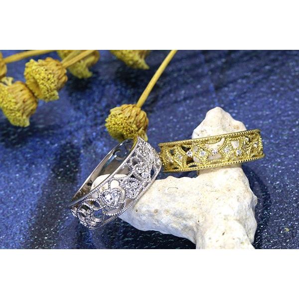【当店限定価格】【在庫限り】ダイヤモンドリング K18 WG 18金 アラベスク レースワークの世界 PetitJewel/白・透明(ホワイト)/受注生産品・新品/届30/の画像