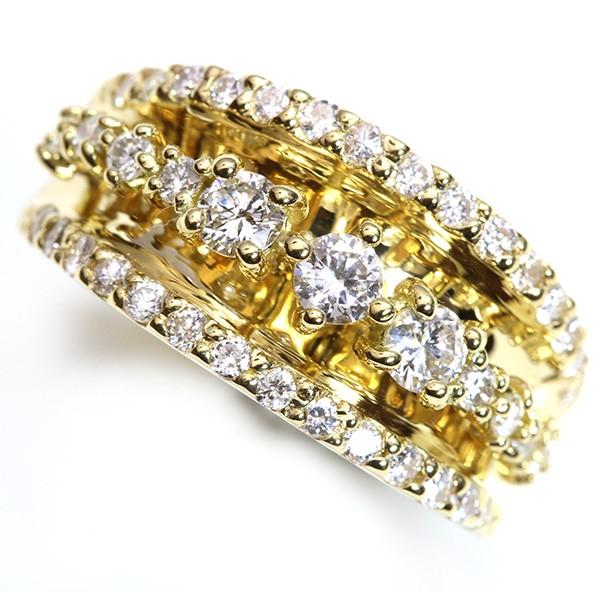 在庫限り】ダイヤモンド 0.85ct リング/指輪 K18 PG WG どっしり幅広 