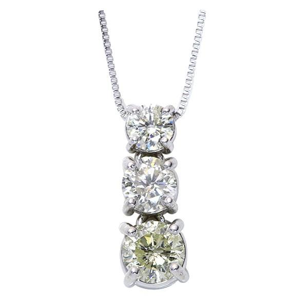 トリロジー ダイヤモンド 1.0カラット ネックレス K18WG 憧れの1カラット 3stone/白・透明(ホワイト)/セレクションジュエリー・新品/届10/の画像