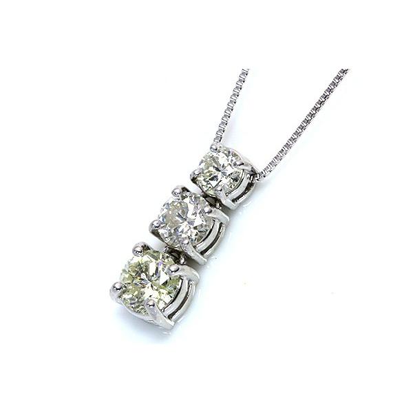 トリロジー ダイヤモンド 1.0カラット ネックレス K18WG 憧れの1カラット 3stone/白・透明(ホワイト)/セレクションジュエリー・新品/届10/の画像