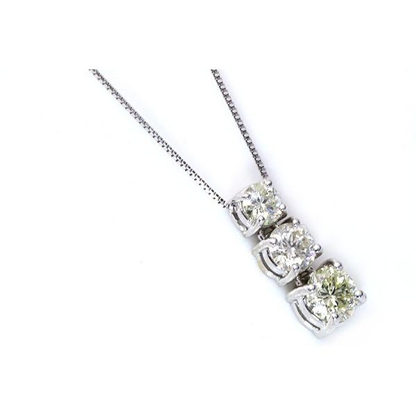 トリロジー ダイヤモンド 1.0カラット ネックレス K18WG 憧れの1カラット 3stone/白・透明(ホワイト)/セレクションジュエリー・新品/届10/の画像