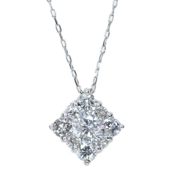 ダイヤモンド ネックレス 0.28ct K18WG/K18 スクエア びっしりダイア 