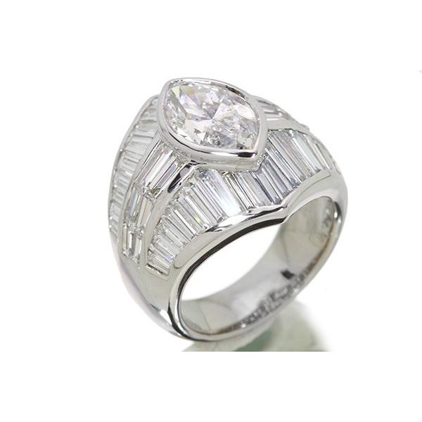 合計7ct 大粒マーキスカットのダイヤモンドはなんと2.86ct PT900リング 