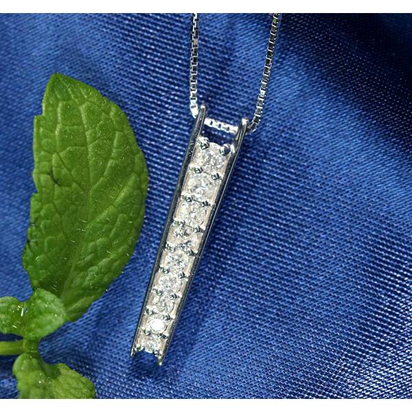 ダイヤモンド ネックレス 0.30カラット 18金ホワイトゴールド K18WG 縦 