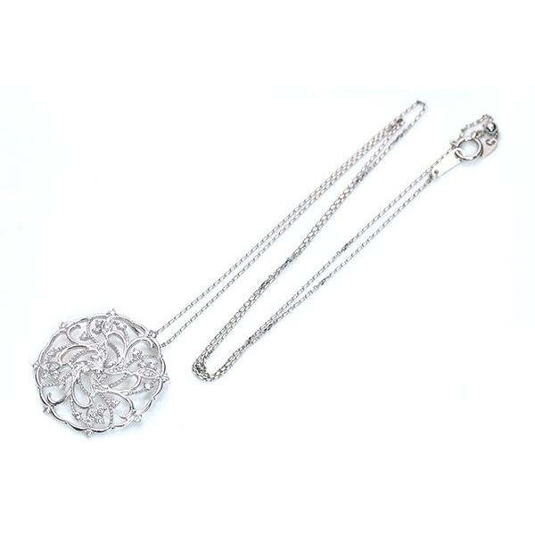 【在庫限り】アラベスク ダイヤモンド ネックレス 0.5ct K18 WG 18金 唐草デザイン サークル ロング全長50センチ /白・透明(ホワイト)/受注生産品・新品/届30/の画像