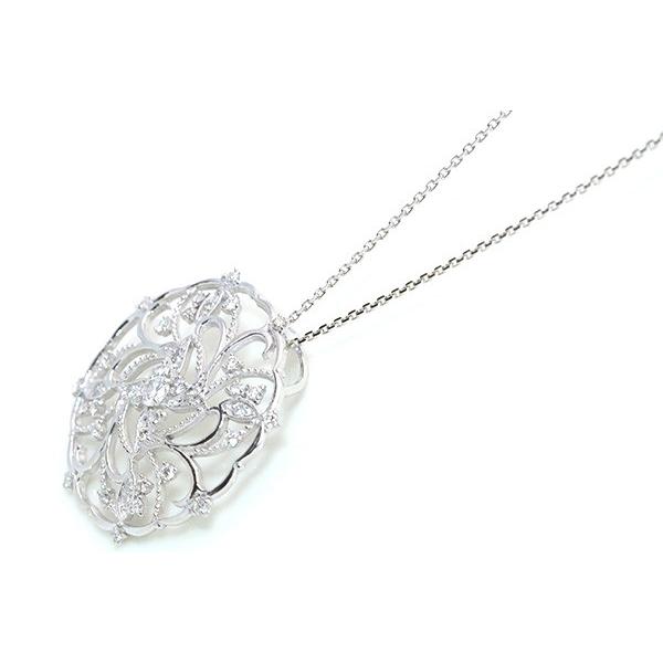 【在庫限り】アラベスク ダイヤモンド ネックレス 0.5ct K18 WG 18金 唐草デザイン サークル ロング全長50センチ /白・透明(ホワイト)/受注生産品・新品/届30/の画像