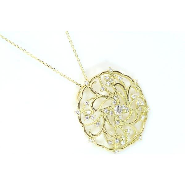 【在庫限り】アラベスク ダイヤモンド ネックレス 0.5ct K18 WG 18金 唐草デザイン サークル ロング全長50センチ /白・透明(ホワイト)/受注生産品・新品/届30/の画像