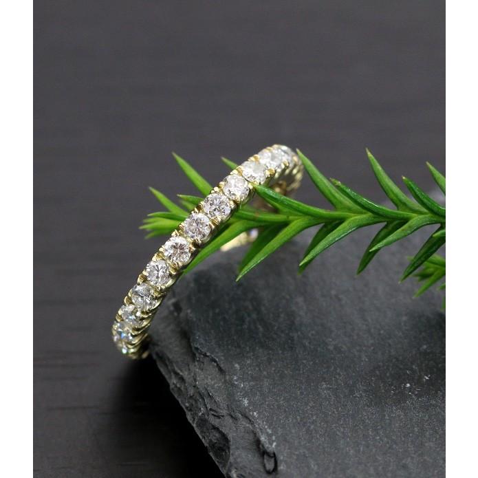 ダイヤモンド リング 0.9ct K18 ほぼフルエタニティ 豪華ダイヤ 一文字 