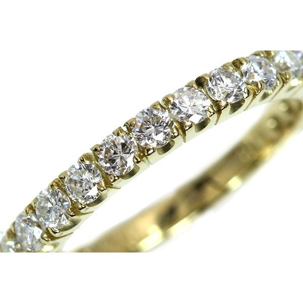 ダイヤモンド リング 0.9ct K18 ほぼフルエタニティ 豪華ダイヤ 一文字 