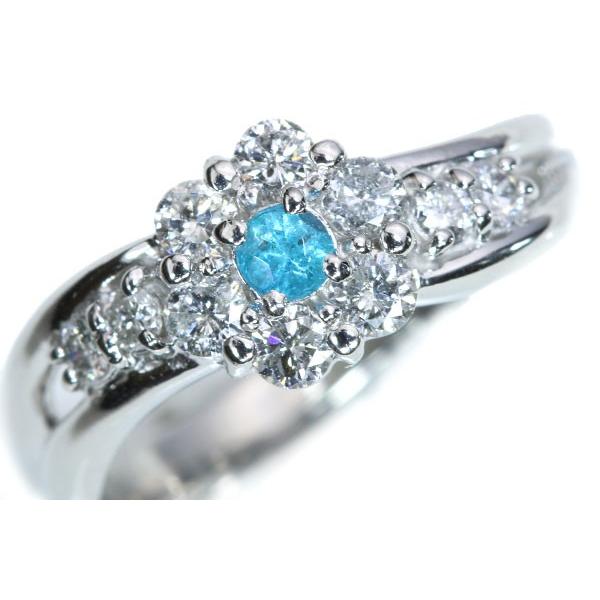 ブラジル産 パライバトルマリン リング/指輪 0.083ct PT900 ネオン光彩 ダイヤ取り巻き 鑑別書・分析報告書付 /青(ブルー)/セレクションジュエリー・新品/届10/の画像