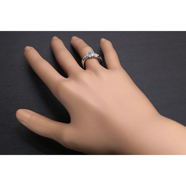 ブラジル産 パライバトルマリン リング/指輪 0.083ct PT900 ネオン光彩 ダイヤ取り巻き 鑑別書・分析報告書付 /青(ブルー)/セレクションジュエリー・新品/届10/の画像