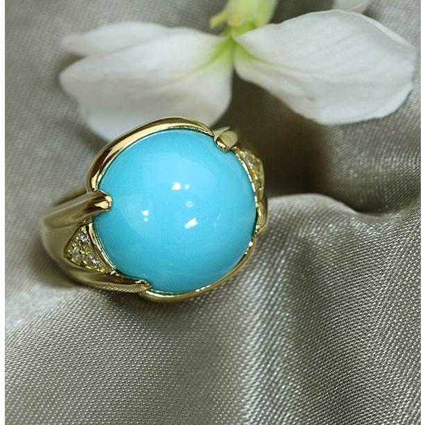 トルコ/ターコイズ リング/指輪 12.61ct 18金イエローゴールド K18 