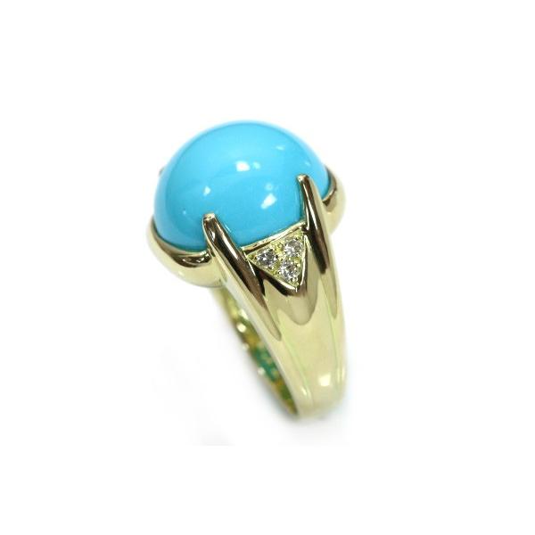 トルコ/ターコイズ リング/指輪 12.61ct 18金イエローゴールド K18