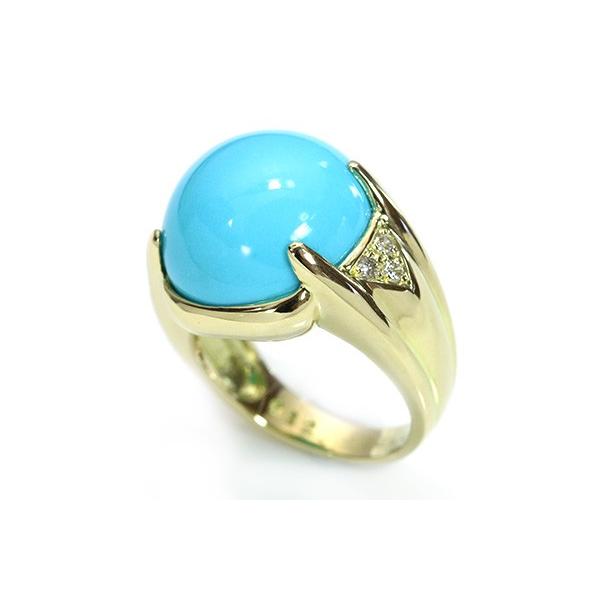 トルコ/ターコイズ リング/指輪 12.61ct 18金イエローゴールド K18