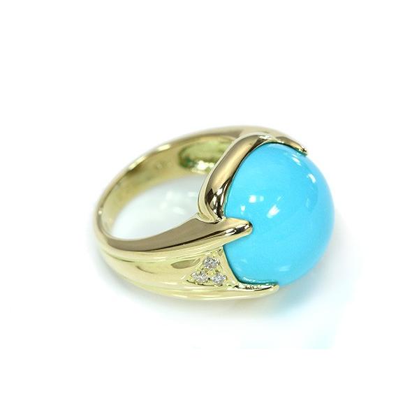 トルコ/ターコイズ リング/指輪 12.61ct 18金イエローゴールド K18