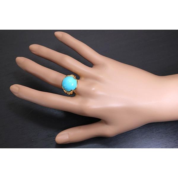 トルコ/ターコイズ リング/指輪 12.61ct 18金イエローゴールド K18