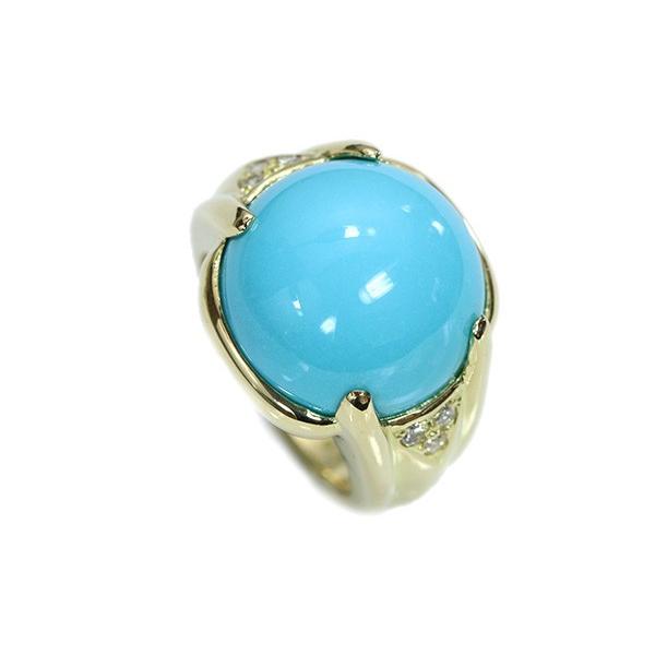 トルコ/ターコイズ リング/指輪 12.61ct 18金イエローゴールド K18