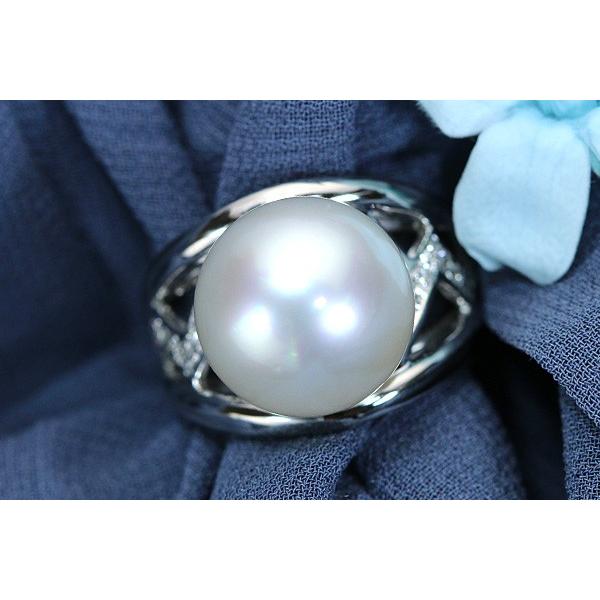 白蝶真珠/パール リング/指輪 12.8mm プラチナ900 PT900 大珠 肉厚 