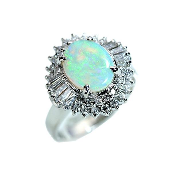 オパール リング/指輪 1.210カラット プラチナ900 PT900 虹色の色斑 