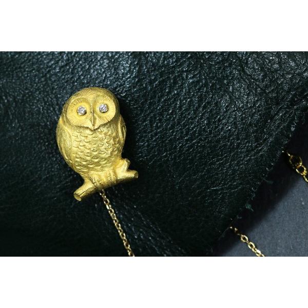 K18フクロウ ブローチ 約2センチ