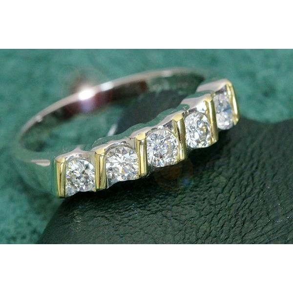 大迫力 K18 Pt900 二連 フラワー 大粒 ダイヤモンド リング 9号