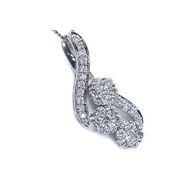 ダイヤモンド ネックレス 1.0ct K18WG 豪華ダイヤ尽くし 縦ライン 