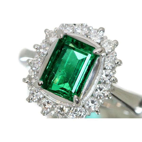 エメラルド リング 1.950ct PT900 高い透明度 ダイヤ取り巻き 定番