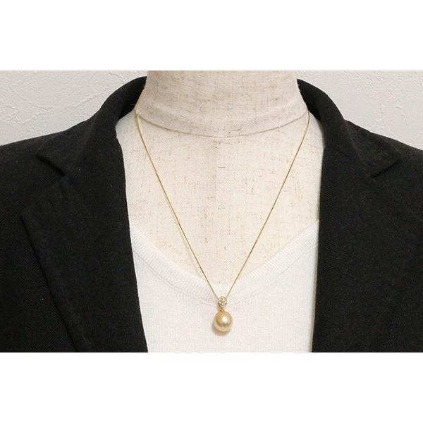 ゴールデンパール/白蝶真珠 ネックレス 10-11ミリ位 18金イエロー  