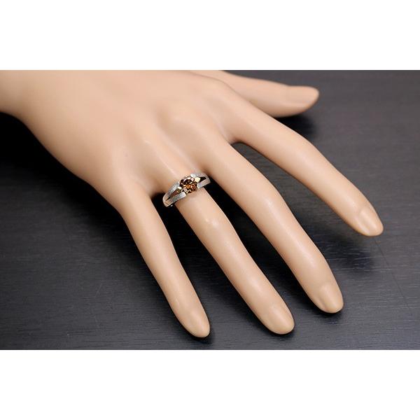 ブラウンカラー 大粒 ダイヤモンド リング 1.193ct PT900/K18 1 