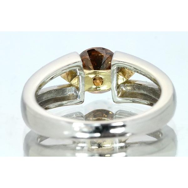 ブラウンカラー 大粒 ダイヤモンド リング 1.193ct PT900/K18 1 