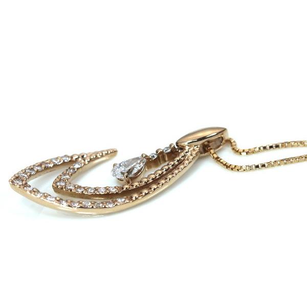 ダイヤモンド ネックレス 0.18ct 18金ピンクゴールド K18PG 揺れる 