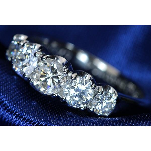 ダイヤモンド リング/指輪 1.040カラット プラチナ900 PT900 一文字 5  