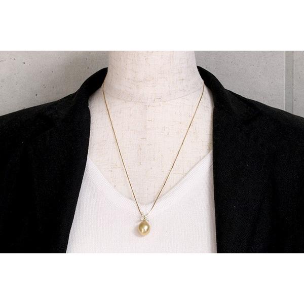 ゴールデンカラー 白蝶真珠/パール ネックレス 11.1mm位 K18 上質 