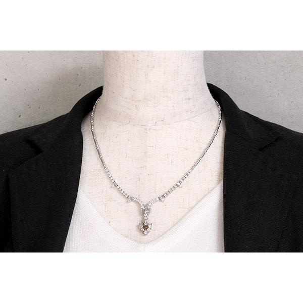 ah oui K18WG ハートシェイプ ブラウンダイヤ0.26ct ネックレス