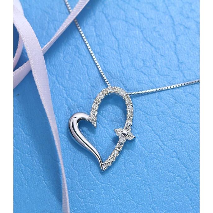 ダイヤモンド ネックレス 0.20ct 18金ホワイトゴールド K18WG オープン  