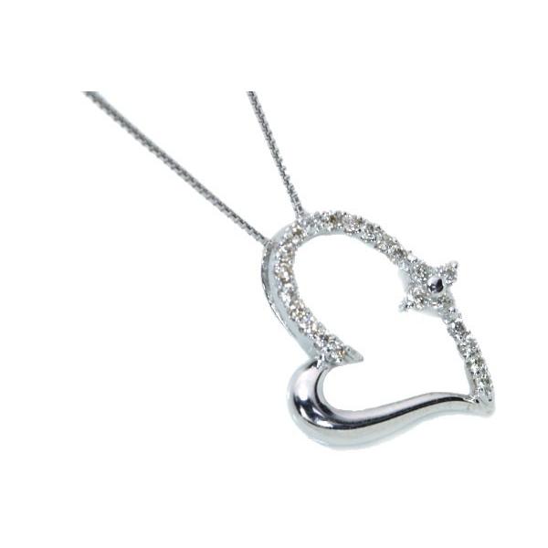 ダイヤモンド ネックレス 0.20ct 18金ホワイトゴールド K18WG オープンハート 贈り物 プレゼント /白・透明(ホワイト)/セレクションジュエリー・新品/届10/の画像
