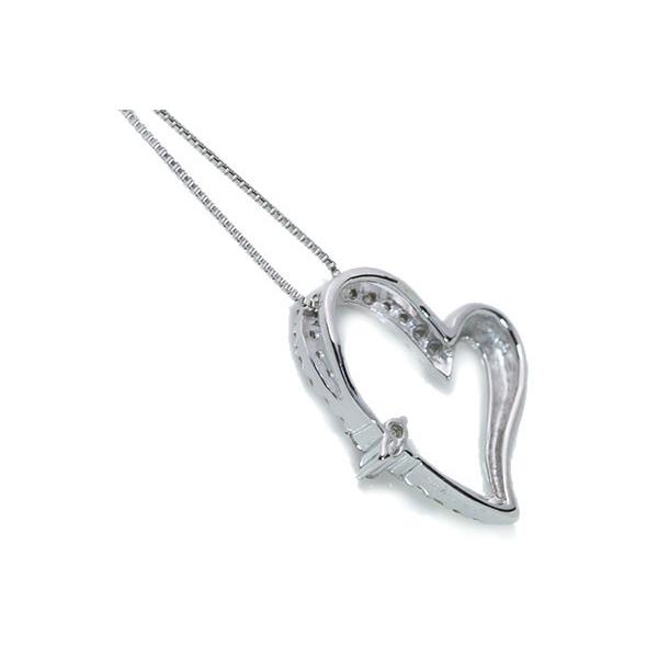 ダイヤモンド ネックレス 0.20ct 18金ホワイトゴールド K18WG オープンハート 贈り物 プレゼント /白・透明(ホワイト)/セレクションジュエリー・新品/届10/の画像