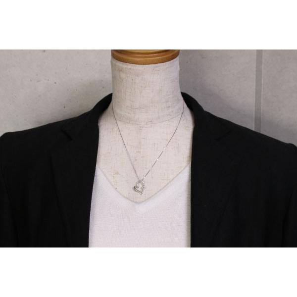 ダイヤモンド ネックレス 0.20ct 18金ホワイトゴールド K18WG オープンハート 贈り物 プレゼント /白・透明(ホワイト)/セレクションジュエリー・新品/届10/の画像